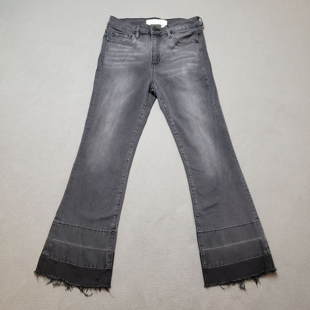 HIDDEN Raw Hem Ankle Flare Leg Jeans Black/Grey Mid Rise Jeans size 27